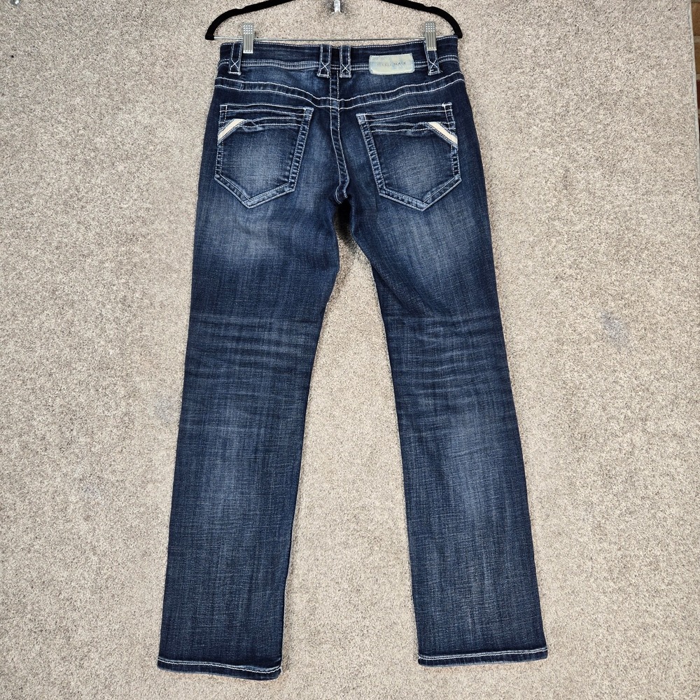 Buckle Black Fit No. 9 Straight Blue Jeans Mens 30x32 dark wash stretch